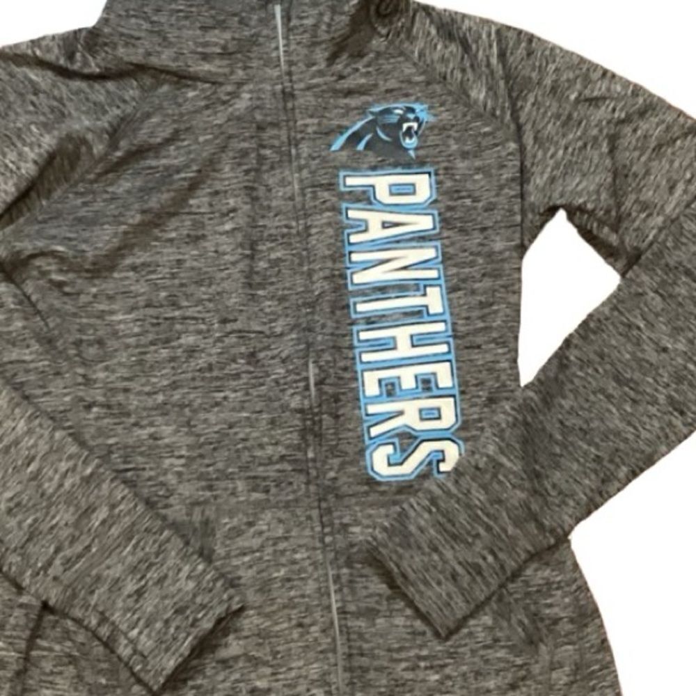NFL Team Apparel Gray Carolina Panthers Football Recovery Full-Zip Hoodie S - Picture 4 of 10